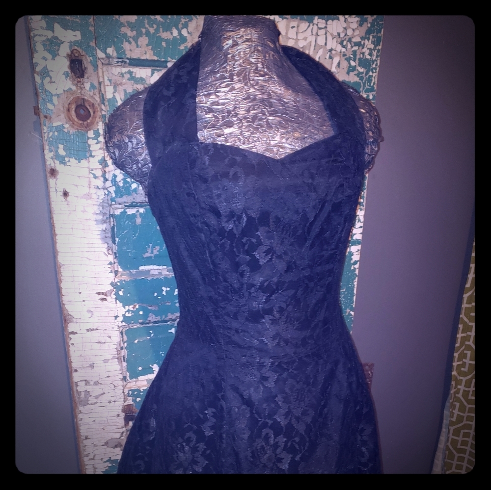 Black lace teacup dress